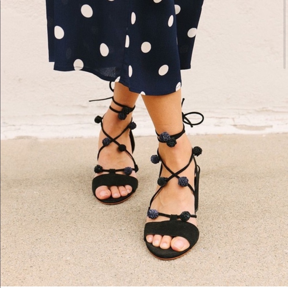 Loeffler Randall Beau Pom Pom Suede Heels - 10.5
